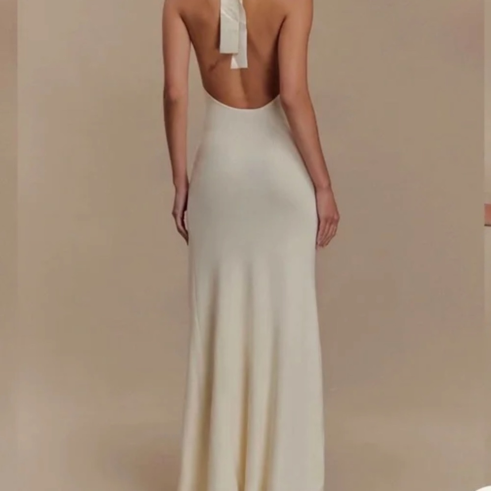 Meshki Shiloh Rose Halter Maxi Dress Ivory - Picture 3 of 4